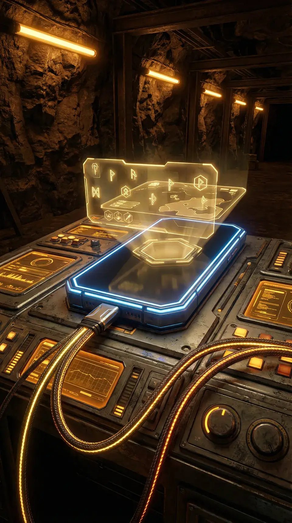 开元棋牌 APP便携终端展示 - 赛博智能手机界面